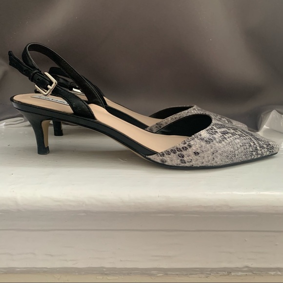 Snakeprint Pointed Toe Kitten Heel - Picture 4 of 5